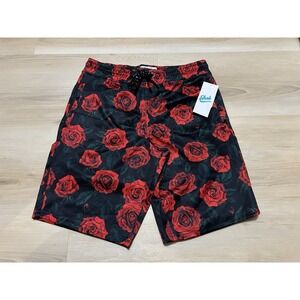 NWT Fresh Prints of Bel-Air White Shorts Mens Size Small Red Roses Drawstring‎